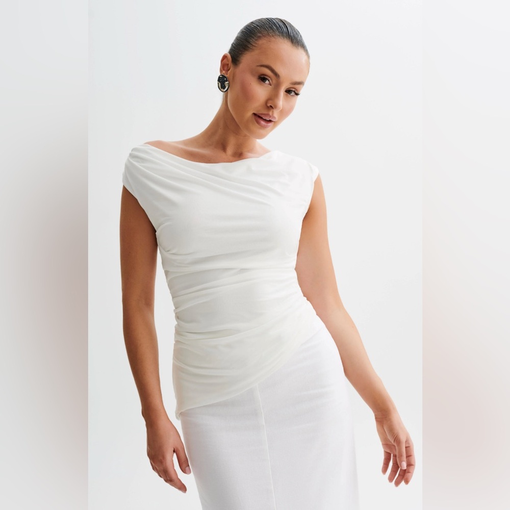 MESHKI White Slinky Sleeveless Top